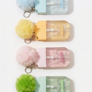 VVLOVE Pom‑Pom Keychain Sanitizer Sprays – 4 Scents