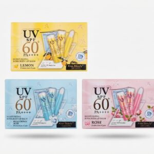 Kiss Beauty UV SPF 60 Moisturizing Sunscreen Lip Balm – Box of 24 (3 Flavors)