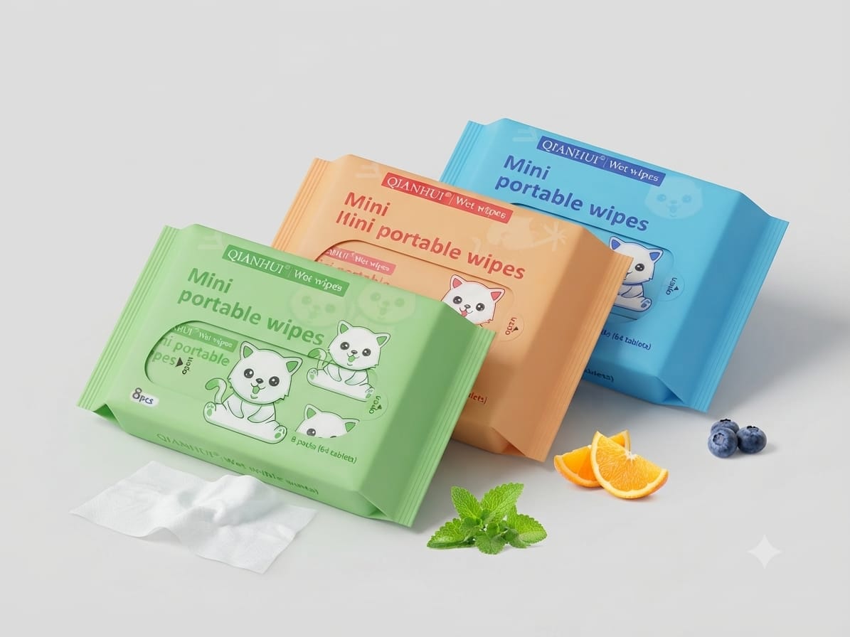 QIANHUI Mini Portable Wipes – Box of 6 (3 Variants)