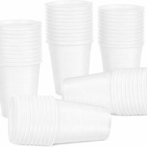 50 Pack 200ml Disposable Plastic Cups | Clear White Blue Pink Black | (White)