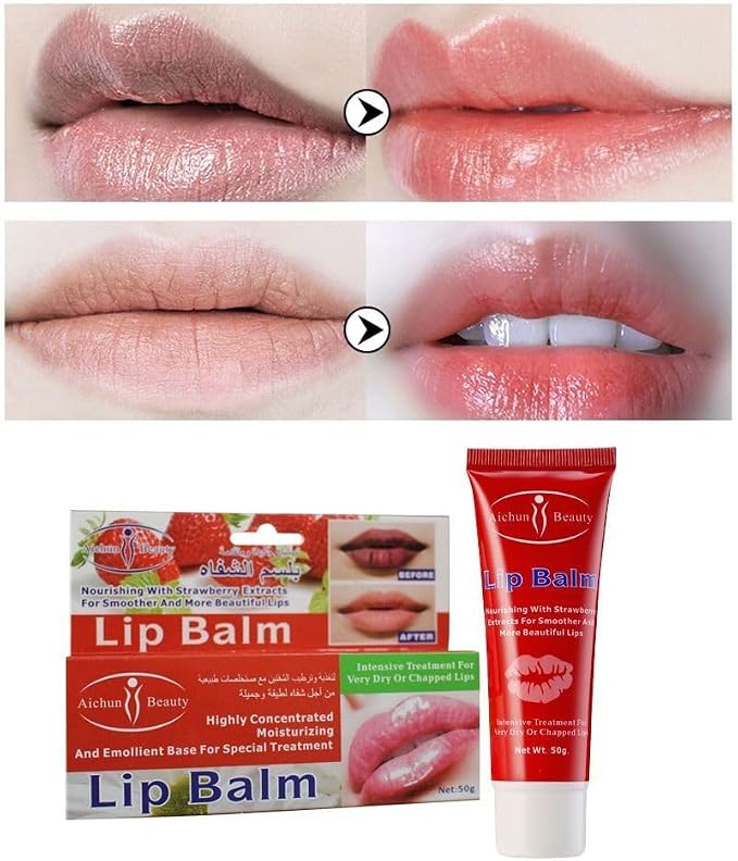 Moisturizing Strawberry Lip Balm 50g | Repair Treatment for Very Dry, Chapped Lips - Image 2