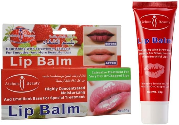 Moisturizing Strawberry Lip Balm 50g | Repair Treatment for Very Dry, Chapped Lips